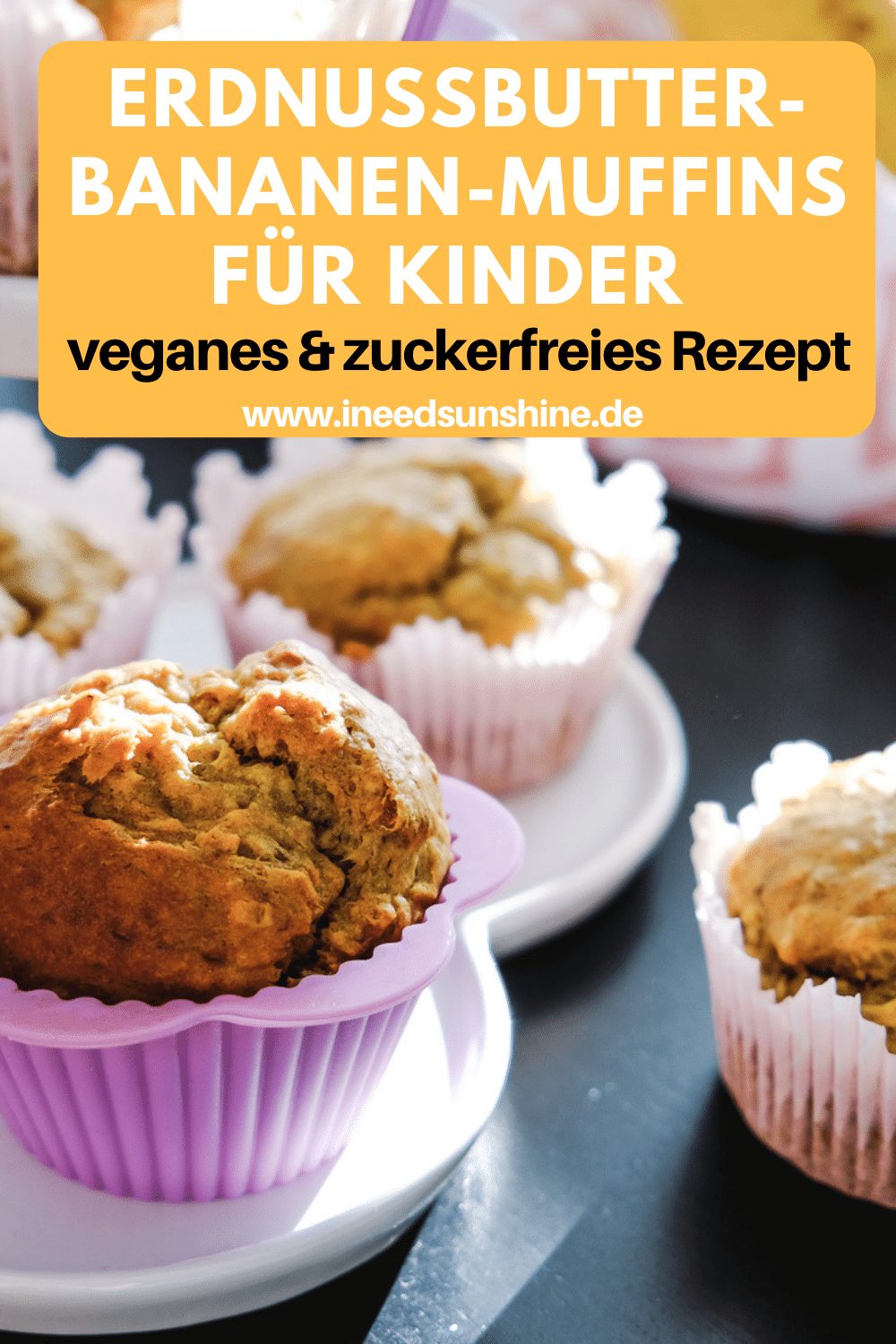 Erdnussbutter Bananen Muffins Rezept für Kinder: Vegan &amp; zuckerfrei!